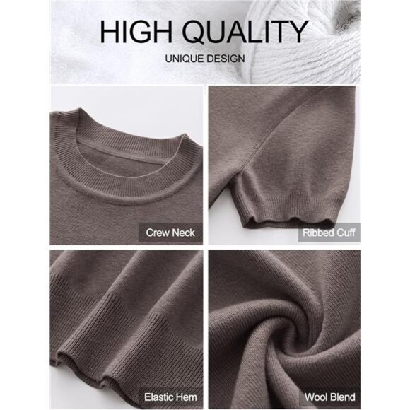 Womens Wool Blend Crew Neck Sweater Shirts - Picture 6 of 7